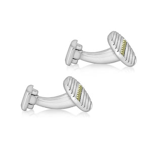 Hoxton London Sterling Silver Oval Cufflinks with Pyramid Marcasites