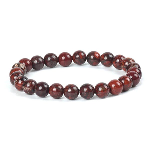 Natural Blood Chalcedony Stone Bead Bracelet