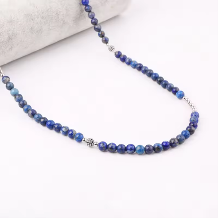 Lapis Lazuli Natural Stone  Beaded Necklace