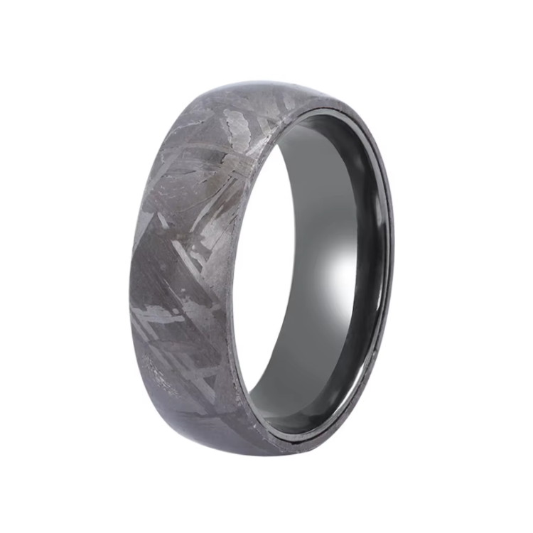 Gibeon Meteorite &amp; Black Zirconium Ring