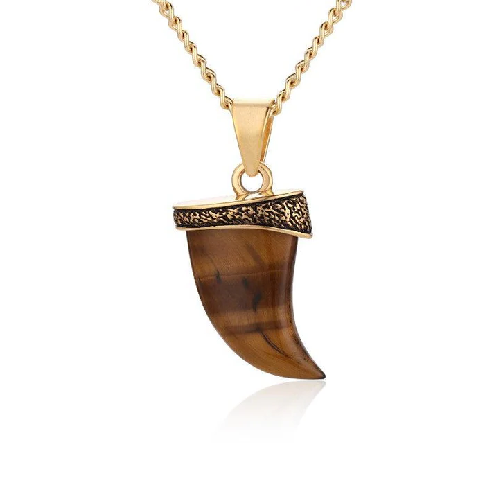 Stainless Steel Natural Tiger Eye Stone Necklace