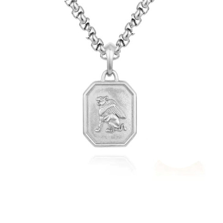 Stainless Steel Griffin Greek Mythology Pendant and Chain