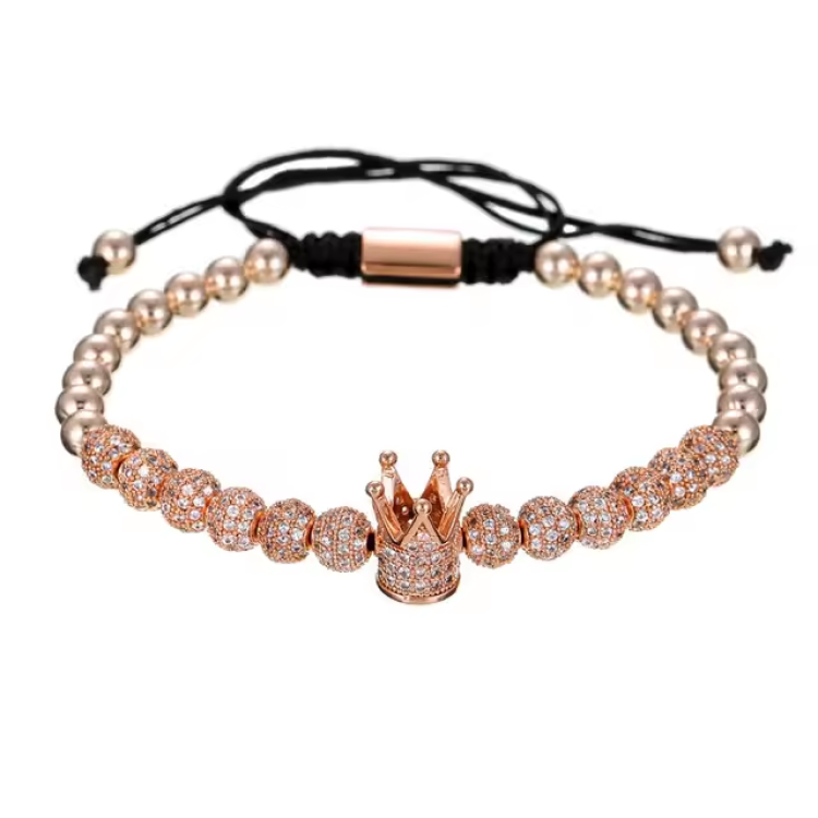 Luxury  CZ Crown Charms Macrame Beads Bracelet