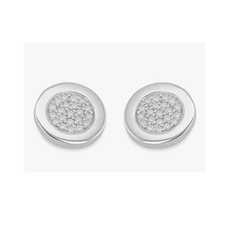 Hoxton London Men's Sterling Silver Round Zirconia Cufflinks