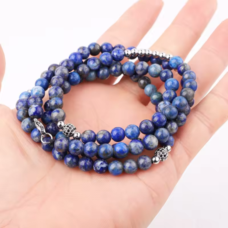 Lapis Lazuli Natural Stone  Beaded Necklace