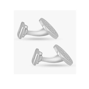 Hoxton London Men's Sterling Silver Round Zirconia Cufflinks