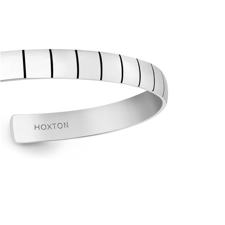 Hoxton London Men's Sterling Silver Brick High Polish Ribbed Bangle