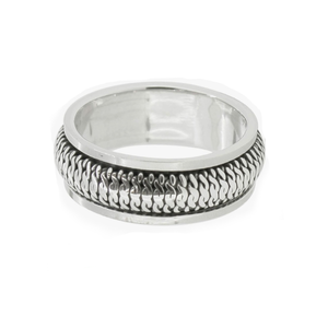 Elegant 316L Stainless Steel Dress Ring with Braided Silver Center