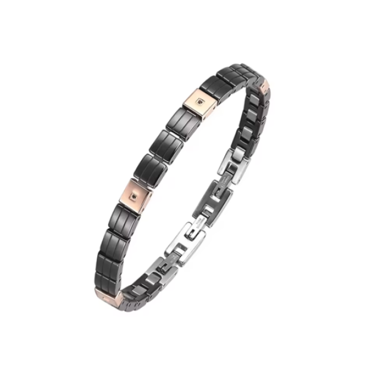 Stainless Steel Luxury Handmade Men's Black Ceramic CZ Stone Bracelets