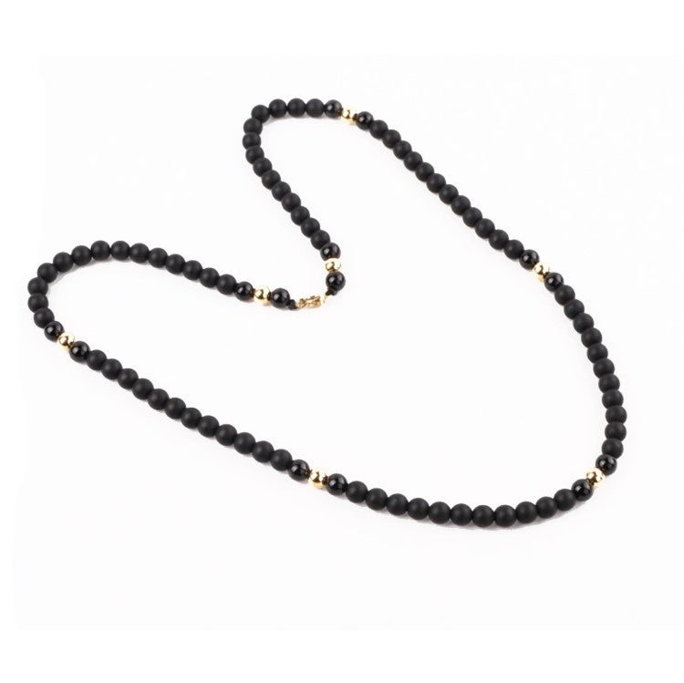 Natural Stone Matte Onyx  Beaded Necklace