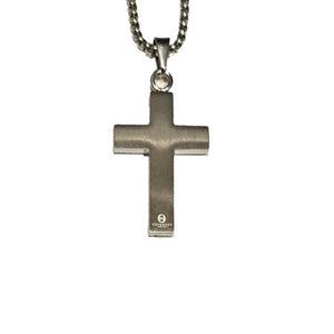 Stainless Steel Cross with Satin Inlay  Pendant