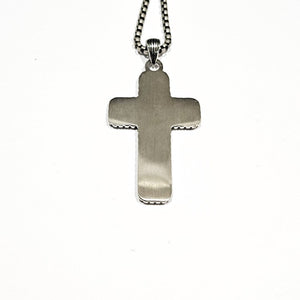 Stainless Steel and Polished Black IP-Plated Cross Necklace