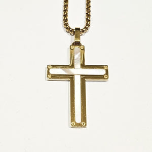 Stainless Steel Mother of Pearl Inlay Cross Necklace