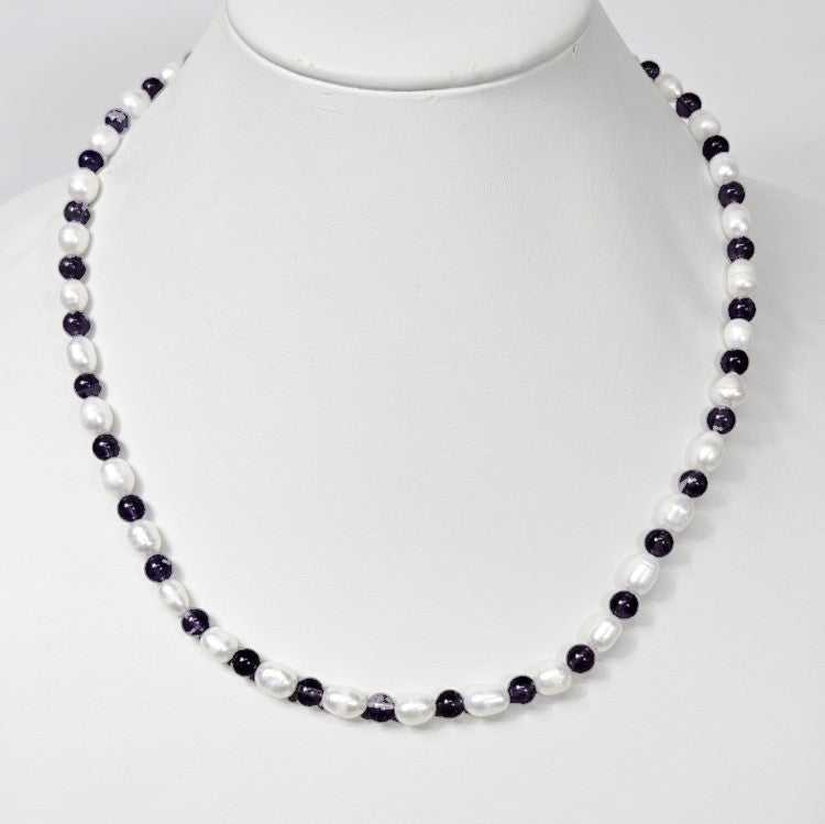 Baroque Freashwater Pearls, and Amethyst Bead Necklace