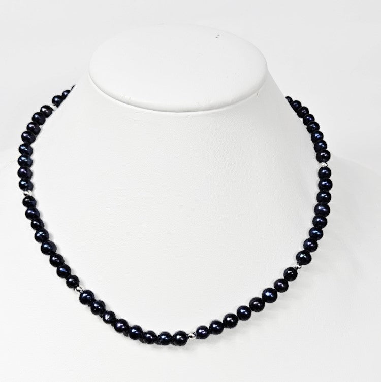 Men's Black Cultured Freshwater Pearl Strand Necklace