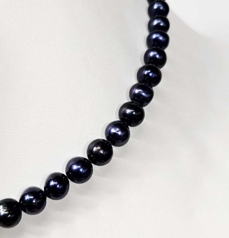 Men's Black Baroque Cultured Freshwater Pearl Strand Necklace