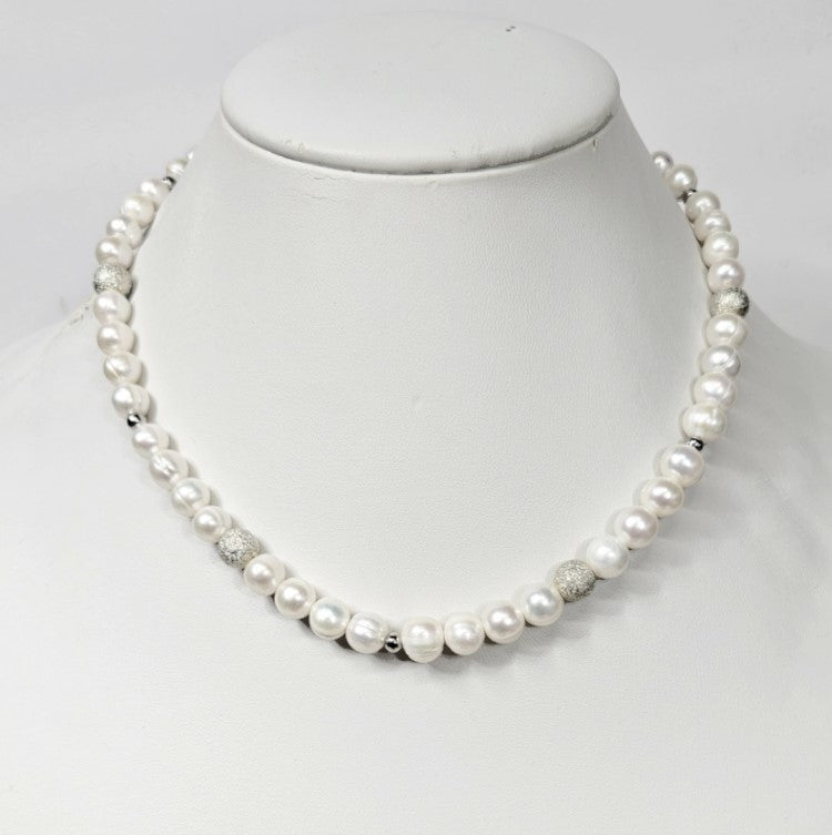 Baroque Freashwater Pearls, and Silver Spacer Beads