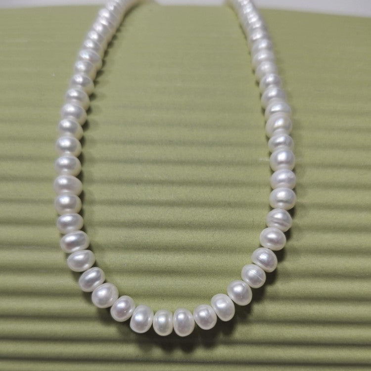 Button White Baroque Freashwater Pearl Necklace