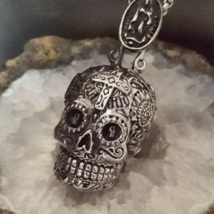 Stainless Steel Day of the Dead Skull Pendant