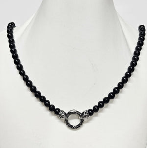 6mm Black Onyx Beaded Necklace with 