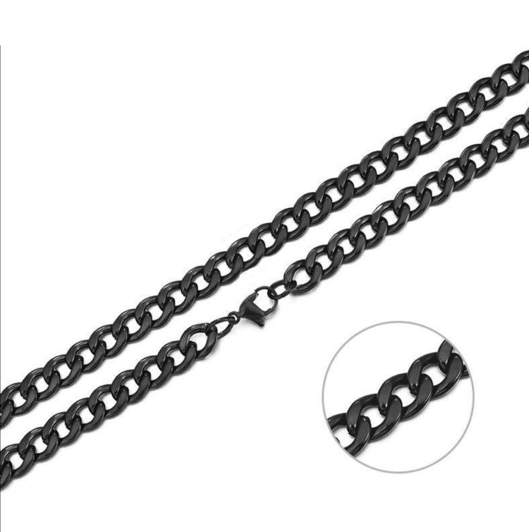 Stainless Steel Black IP Plated 5mmCurb Link Chain Necklace