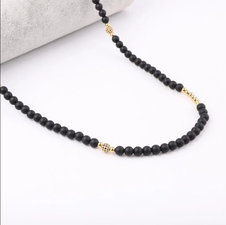 Natural Stone Onyx Beaded Necklace