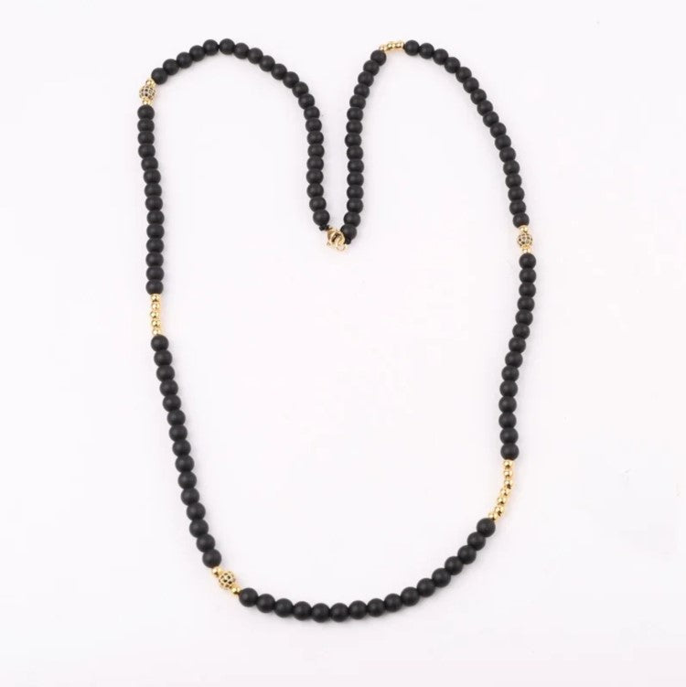 Natural Stone Onyx Beaded Necklace