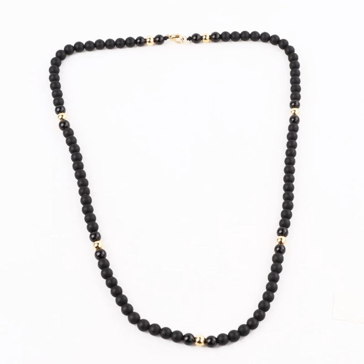 Natural Stone Matte Onyx  Beaded Necklace