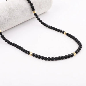 Natural Stone Matte Onyx  Beaded Necklace