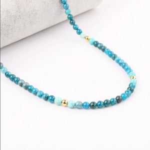 6mm Apatite and Turquoise Beaded Necklace