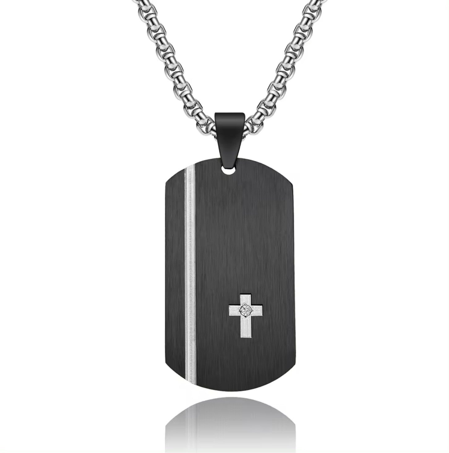 Stainless Steel Cross Tag Pendant and Chain