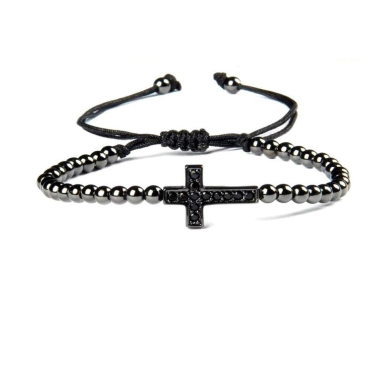 Luxury CZ Diamond Cross Charm Macrame Bracelets