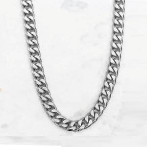 Stainless Steel Men's Cuban Chain Necklace 9mm wide