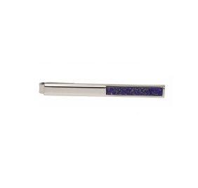 Dalaco Rhodium  Plated Half Lapis Lazuli Tie Bars - Theodore Designs