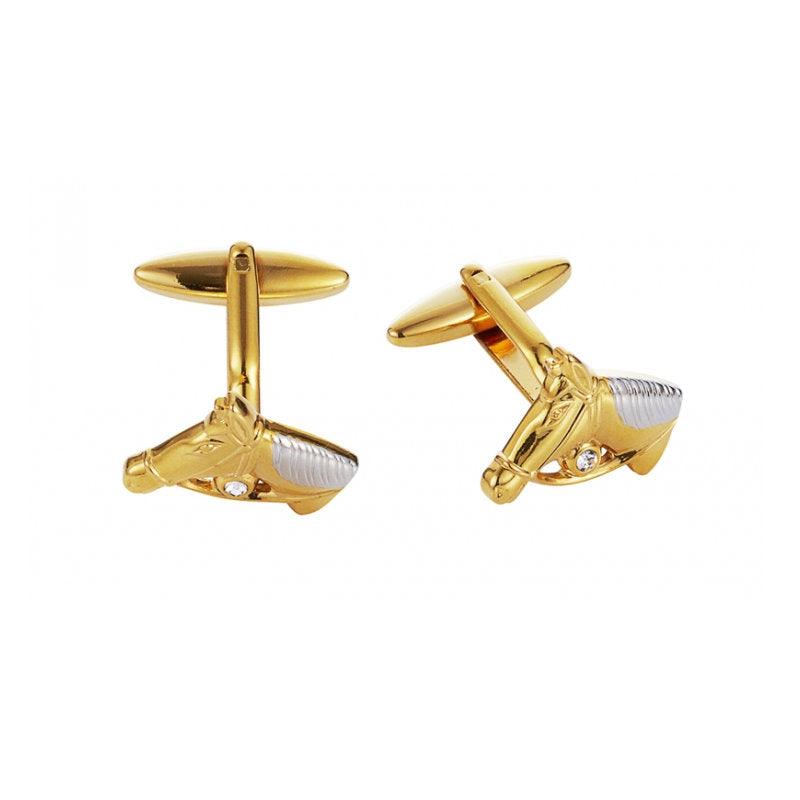 Cudworth Gold/Rhodium Horse head Cufflinks - Theodore Designs