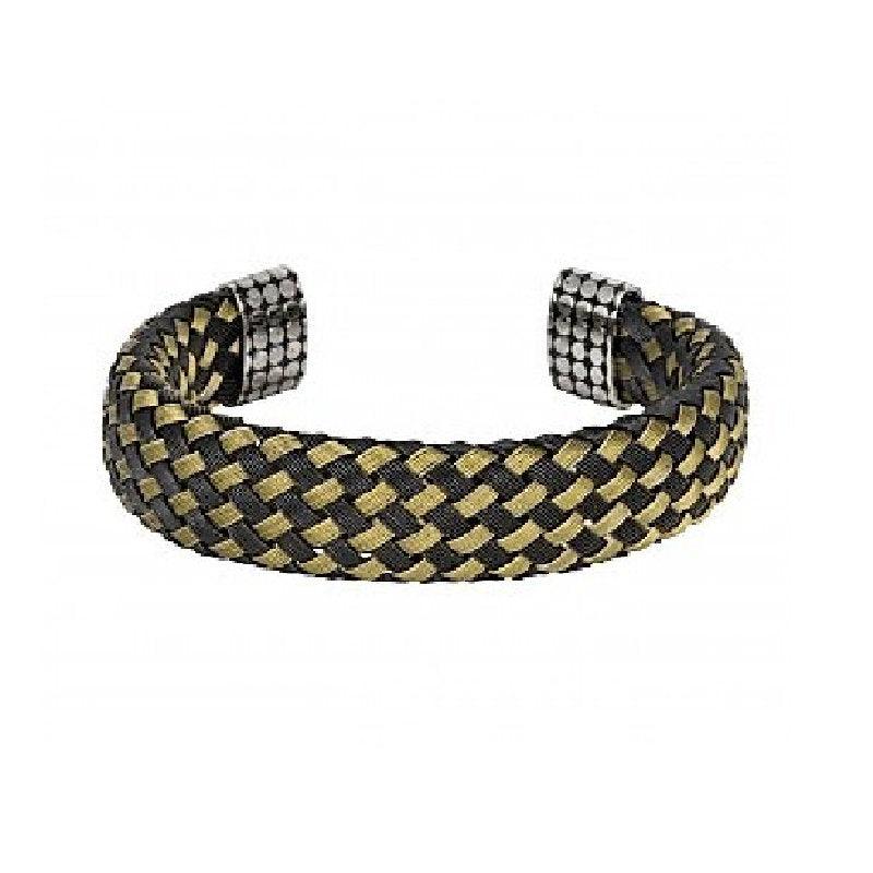 Cudworth Black and Gold Woven Steel Cuff Bracelet - Theodore Designs