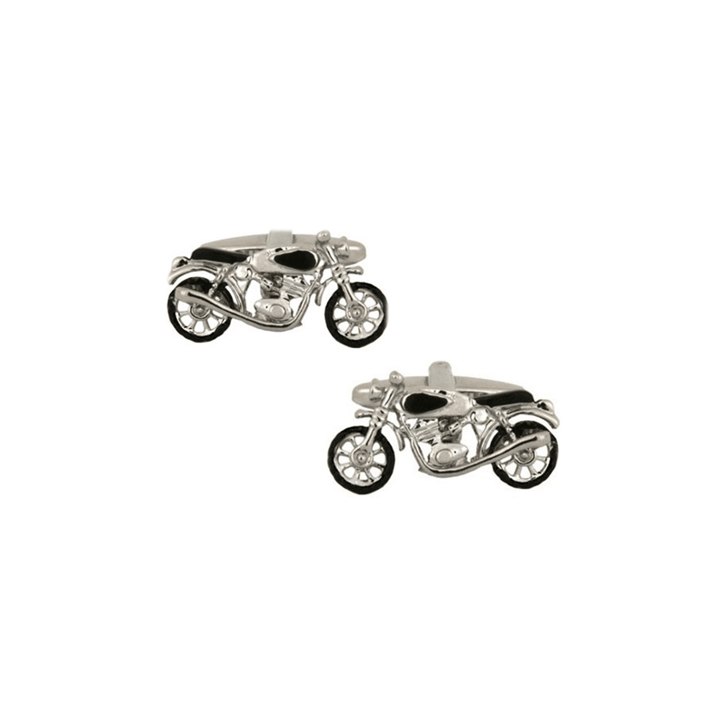 Dalaco Motor Bike Rhodium Plated Cufflinks - Theodore Designs