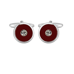 Dalaco Burgundy Enamel and Crystal Cufflinks - Theodore Designs