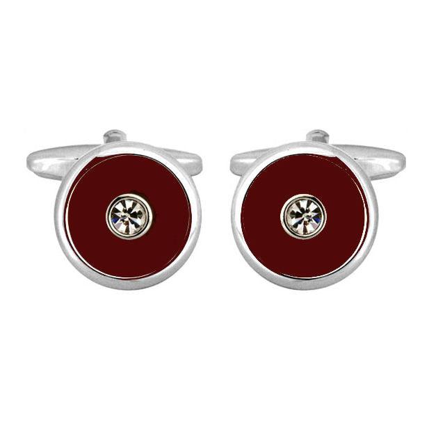 Dalaco Burgundy Enamel and Crystal Cufflinks - Theodore Designs