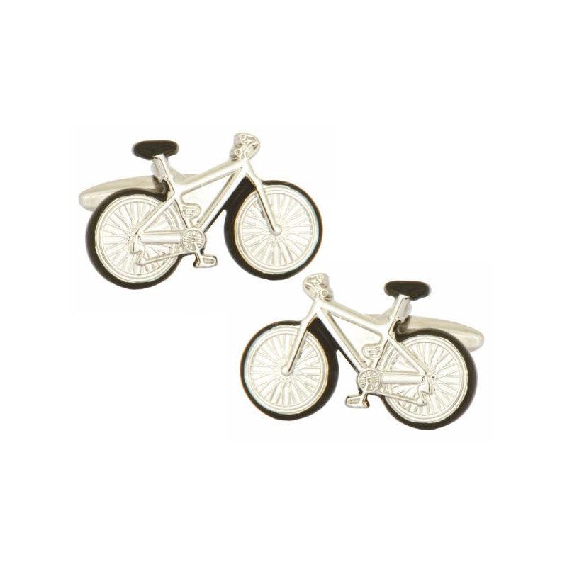 Dalaco Bicycle with Black Trim Rhodium Plated Cufflinks - Theodore Designs