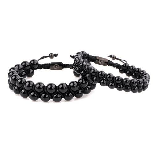 Theodore Onyx Double  Macramé Beaded Bracelet - Theodore Designs