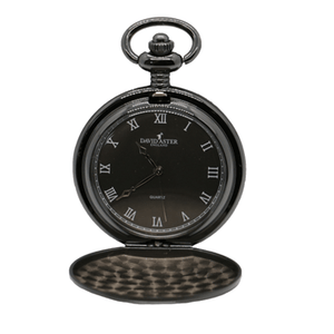 David Aster Gun Metal Quartz Full Hunter Pocket Watch - Theodore Designs