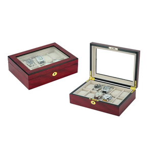 Theodore Matte Finish 10 Slots Wooden Watch Box with Gold Lock Key - Theodore Designs