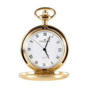 David Aster Gold Brushed Quartz Full Hunter Pocket Watch - Theodore Designs