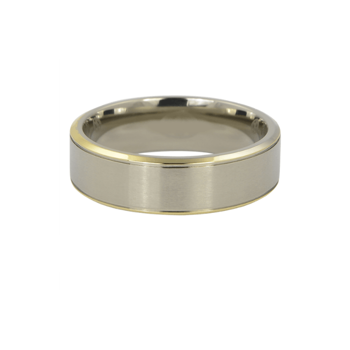 Theodore Titanium with gold edge and satin finish top ring - Theodore Designs