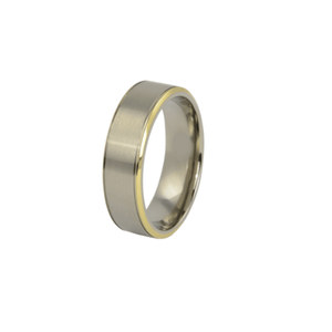 Theodore Titanium with gold edge and satin finish top ring - Theodore Designs