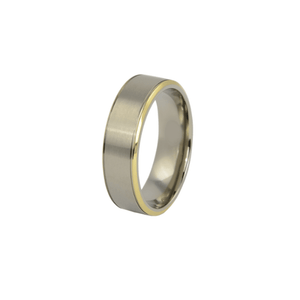 Theodore Titanium with gold edge and satin finish top ring - Theodore Designs